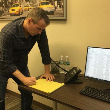 Coworking at a hot desk in New Jersey